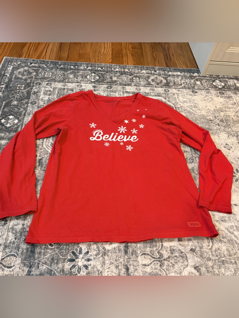 Life Is Good Red Long Sleeve 'Believe' Graphic Tee - 100% cotton